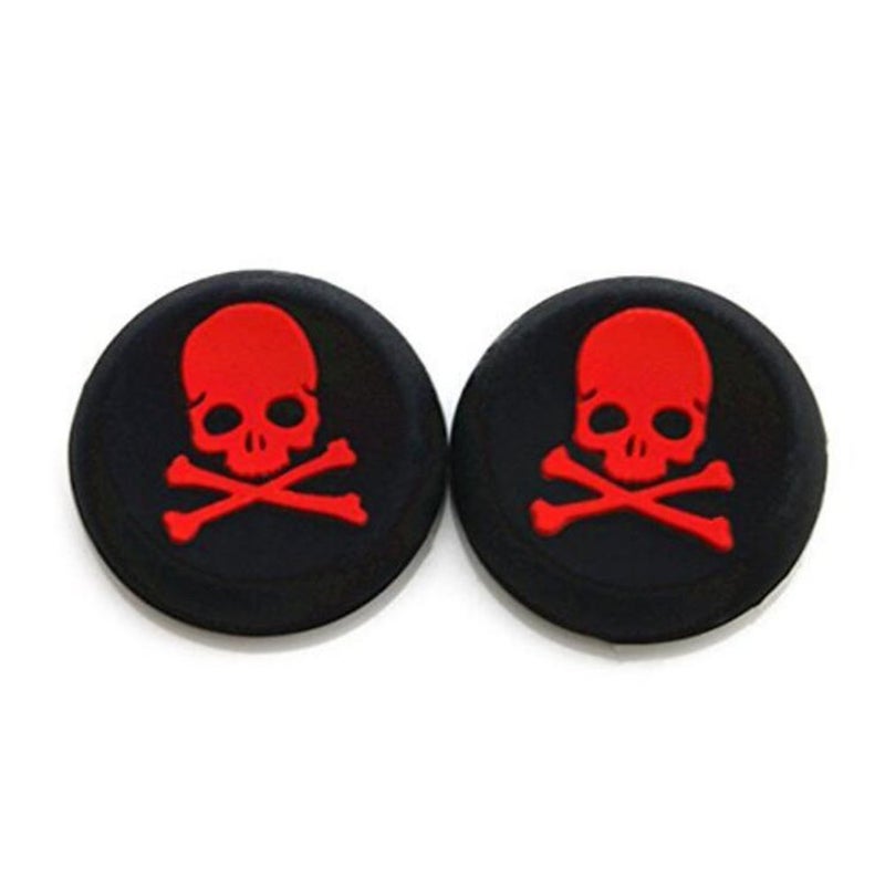 Ambertown Silicone Thumb Stick Grip Cap Joystick Thumbsticks Caps Cover for PS4 Xbox One PS3 Xbox 360 PS2 Game Controllers (Red Skull) - Image 1